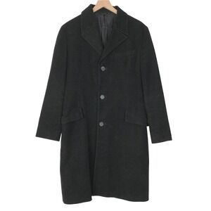 VTG MEXX 100% Cotton Velvet Overcoat‎ Men's Sz 48 Black Classic Lined Trench